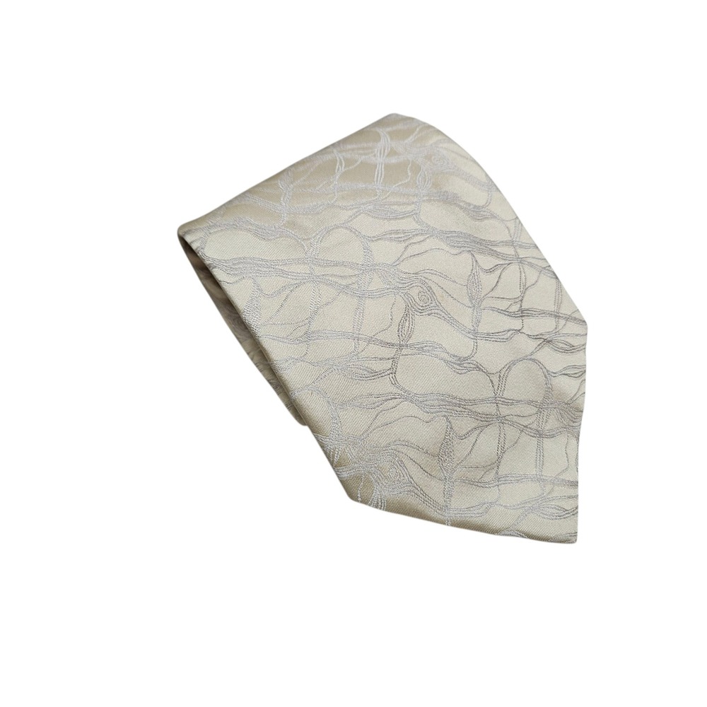 Lombardia Vintage‎ Grandpa's Silk Tie Made in Italy Cream Luxury Formal